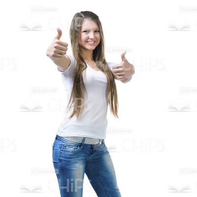 Wavy-haired girl with the thumbs-up photo-0
