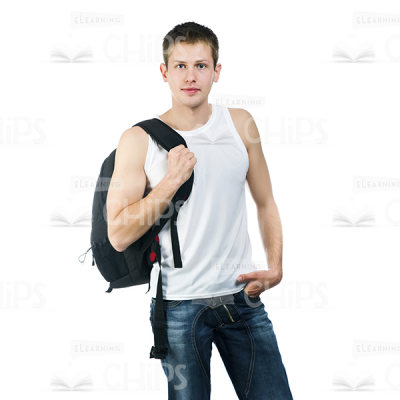 Focused man with backpack photo-0
