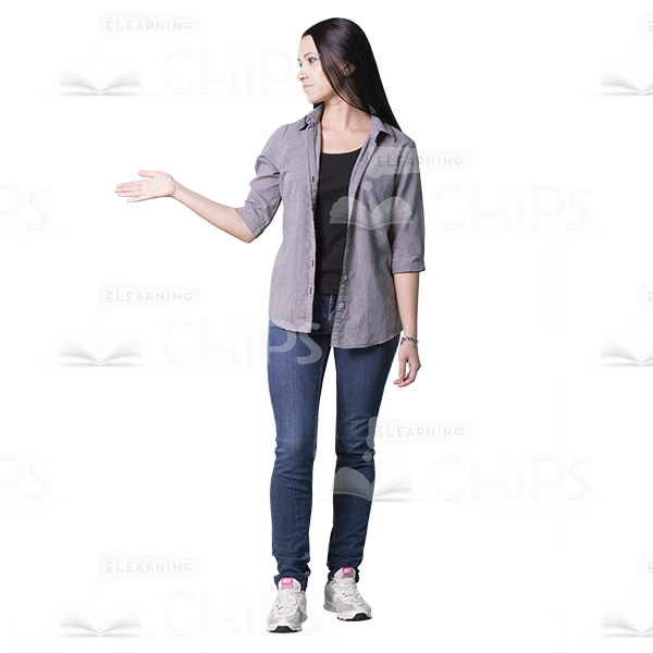 Cutout image of dreamy girl pointing aside-0