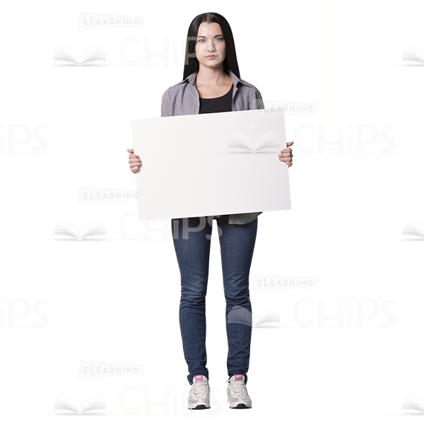 Cutout girl with a horizontal white board-0