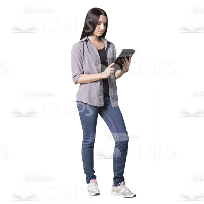 Focused cutout woman with a tablet -0