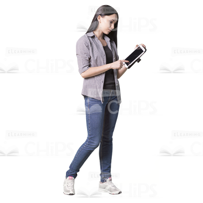 Interested cutout girl with a tablet -0