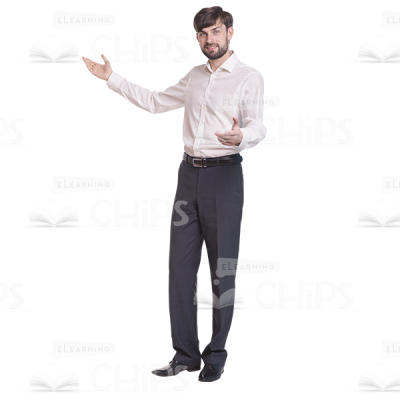 Young Cutout Character Presenting Something-0