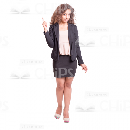 Pretty cutout girl character pointing up with her finger -0
