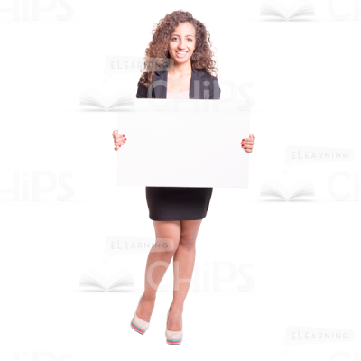 Smiling curly girl with a placard-0