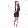 Cheerful arab girl with white vertical poster -0