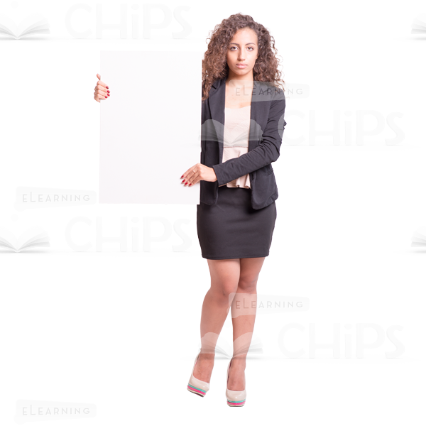 Serious arab girl with white vertical placard-0