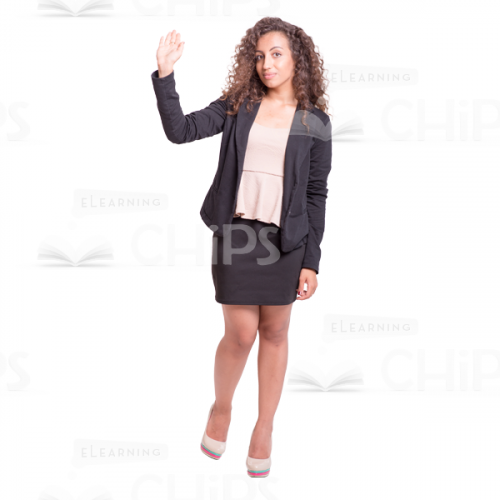 Presentable young girl making bye gesture cutout photo-0
