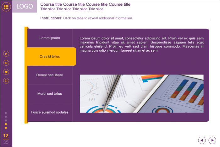 Purple Vertical Tabs — Articulate Storyline eLearning Template
