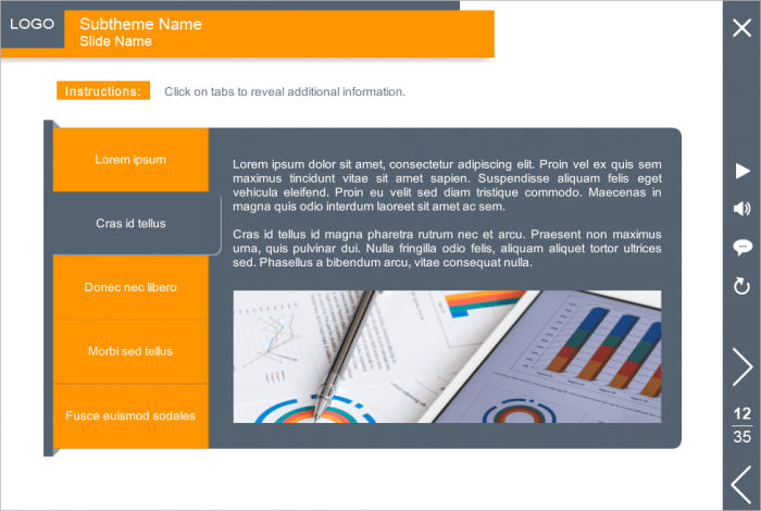 Orange Vertical Tabs — Articulate Storyline eLearning Template