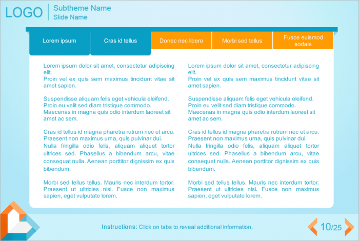 Orange Horizontal Tabs — Articulate Storyline Templates for eLearning Courses