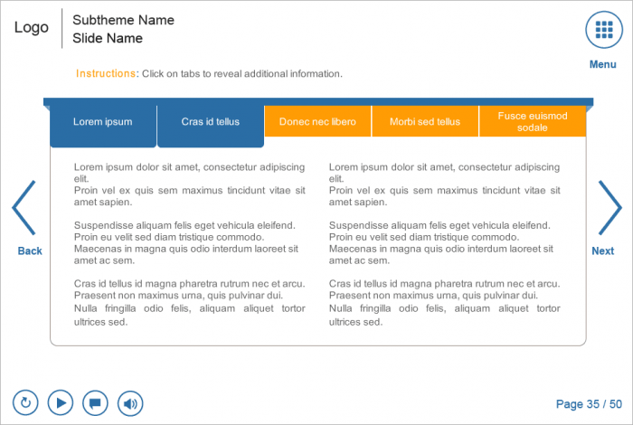 Orange Tabs — Articulate Storyline Templates for eLearning Courses