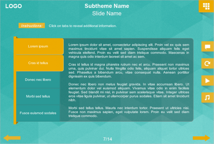 Turquoise Colored Tabs — Articulate Storyline Templates for eLearning Courses