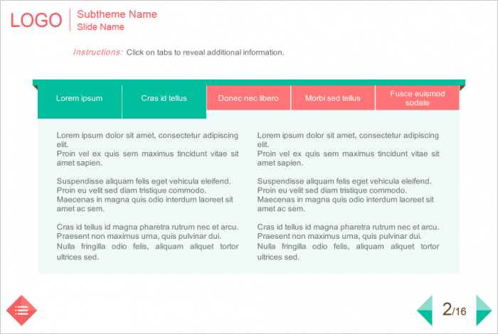 Red Colored Tabs — Articulate Storyline Templates for eLearning Courses