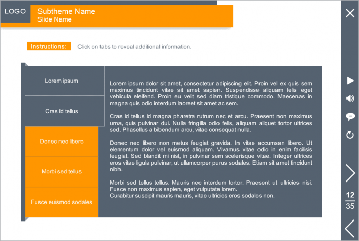 Orange Tabs — Articulate Storyline Templates for eLearning Courses