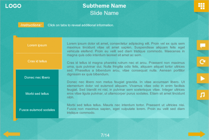 Turquoise Tabs — Articulate Storyline Templates for eLearning Courses