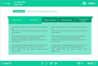 Green Colored Tabs — Articulate Storyline Templates for eLearning Courses