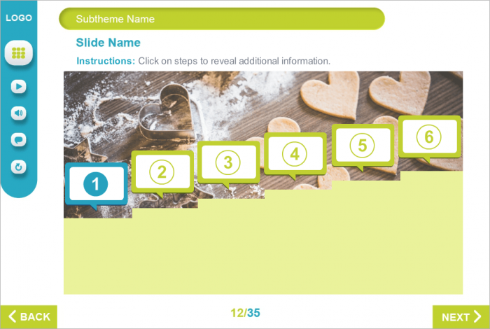Light Green Colored Steps — Articulate Storyline Templates for eLearning Courses