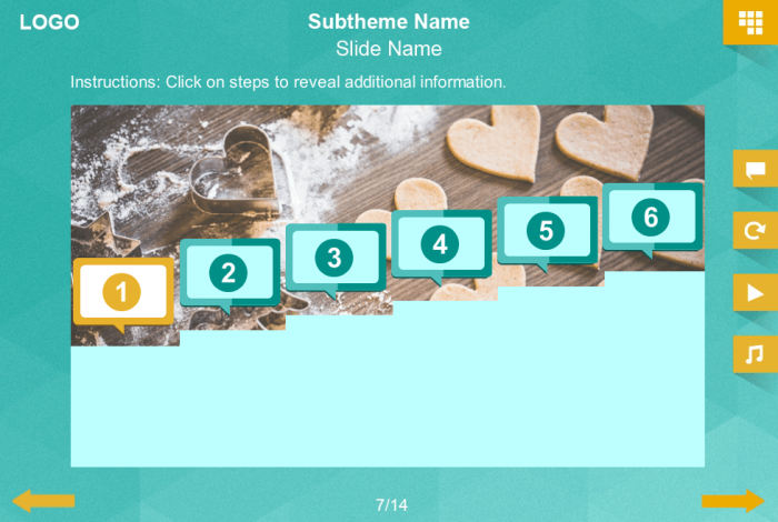Light Turquoise Steps — Articulate Storyline Templates for eLearning Courses