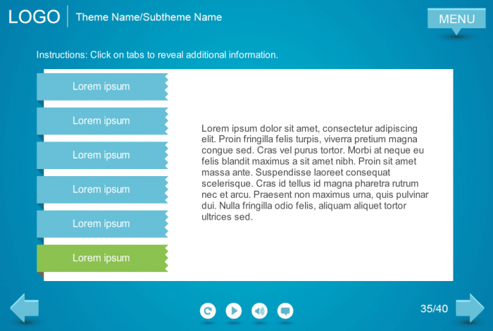 Tabs on Blue Background — eLearning Template for Articulate Storyline