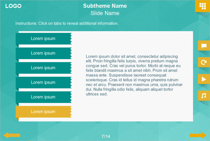 Turquoise Tabs — eLearning Template for Articulate Storyline