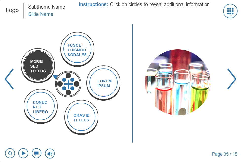 Slide with Five Round Buttons — eLearning Storyline Template Slide with Five Round Buttons — eLearning Storyline Template