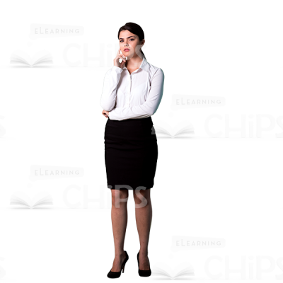 Thoughtful young woman standing cutout image-0