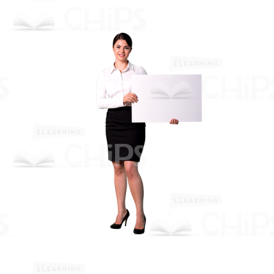 Pretty young tutor holding board cutout image-0