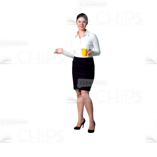 Smiling cutout woman character with cup-0