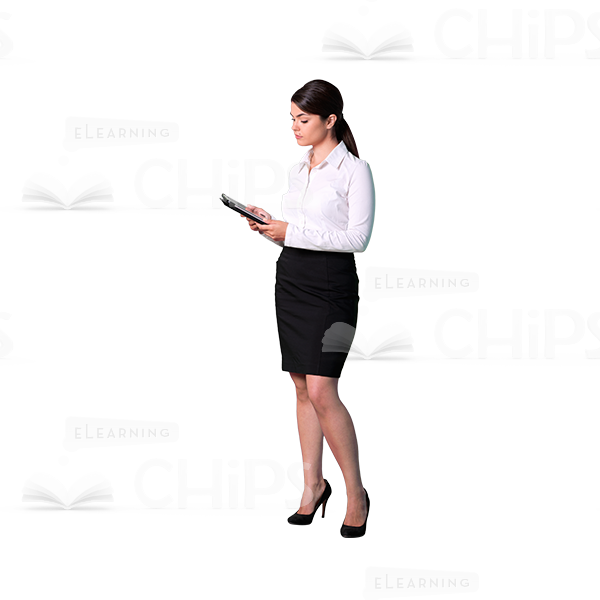 Focused young woman with tablet cutout image-0 Focused young woman with tablet cutout image-0