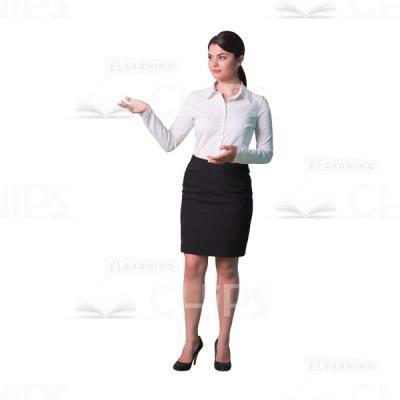 Pretty young lady presenting smth. cutout -0