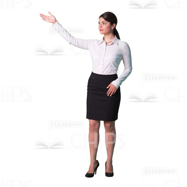 Young woman with outstretched hand cutout image-0