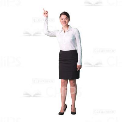 Smiling young woman pointing up cutout -0