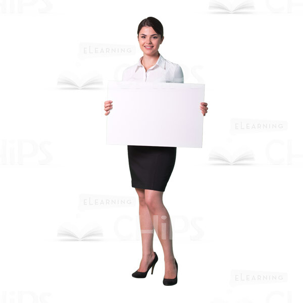 Smiling young girl standing with board cutout-0