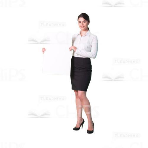 Cutout woman character holding vertical board-0