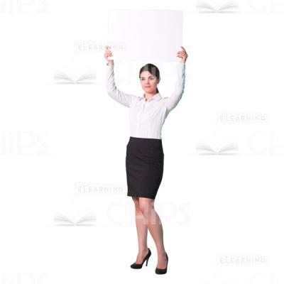 Cutout woman character holding board above her head-0