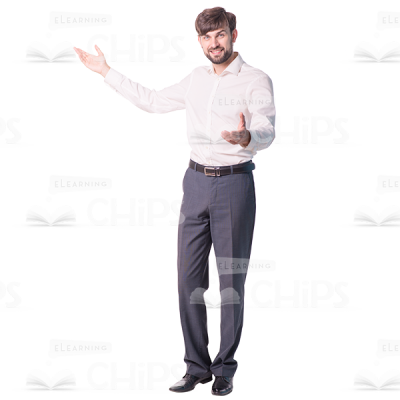 Cheerful Young Man Inviting Gesture Cutout -0