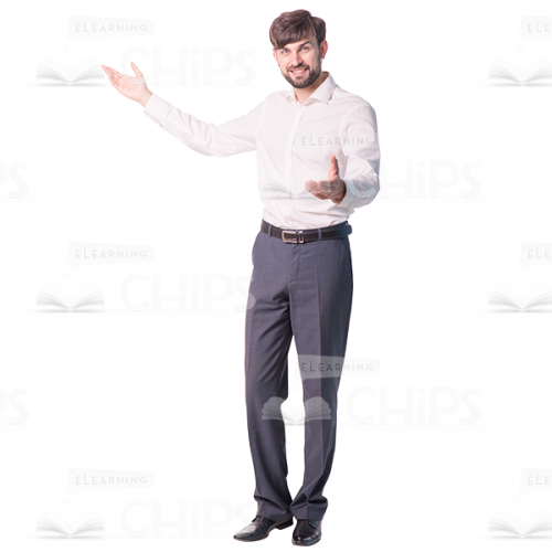 Cheerful Young Man Inviting Gesture Cutout -0