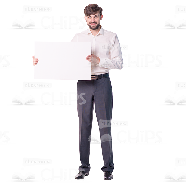 Smiling Young Man Holding Banner Cutout Image-0