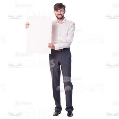 Smiling Cutout Man Character With Placard-0