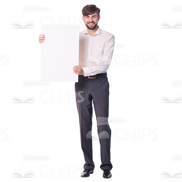 Smiling Cutout Man Character With Placard-0