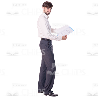 Smiling Cutout Man Character With Folder-0