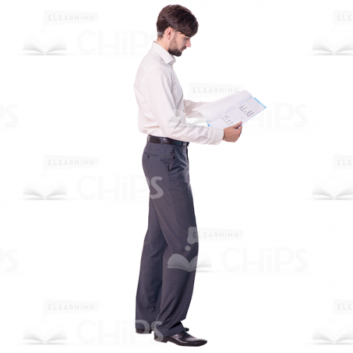 Attentive Business Man Reading His Notes Cutout -0