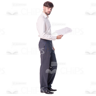 Focused Cutout Man Character Standing With His Notes-0