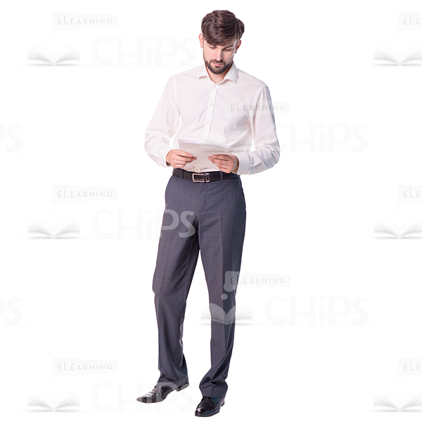 Young Man Reading From Papers Cutout Photo-0