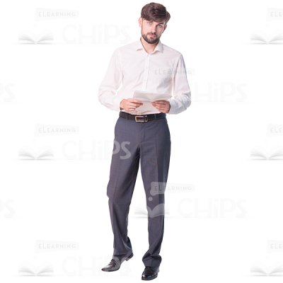 Young Man Standing With Papers Cutout Image-0