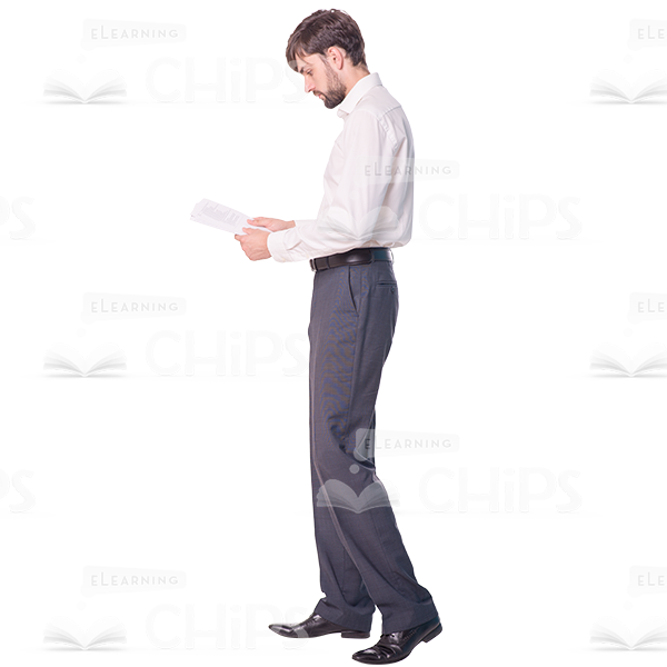 Cutout Character Reading Papers Profile View -0