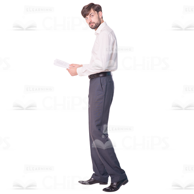 Young Man Standing With Papers Cutout Photo-0