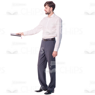 Smiling Young Man Giving Diary Cutout Image-0