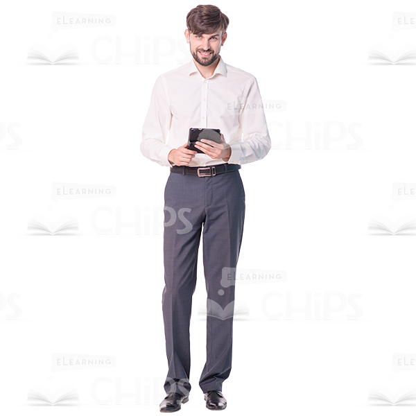 Smiling Man With Tablet Cutout Photo-0